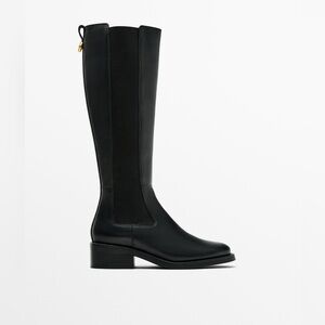Massimo Dutti Black Knee-High Boots